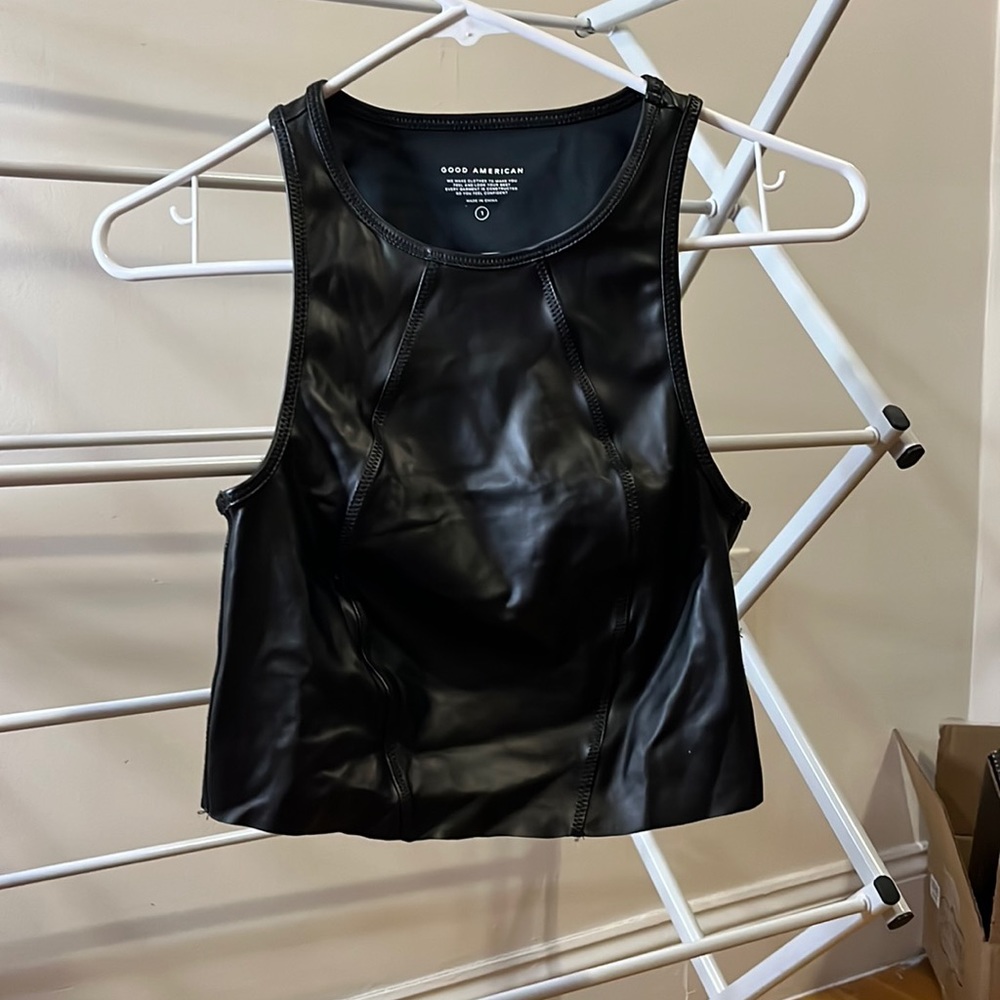 Black fake leather tank top